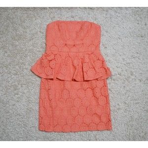 NEW! A Byer Strapless Coral Floral Peplum Dress Size 7 Juniors